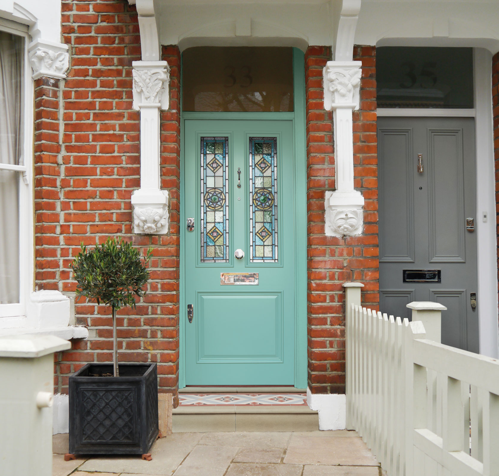 Light green Victorian door in our 'Calm Green' shade.